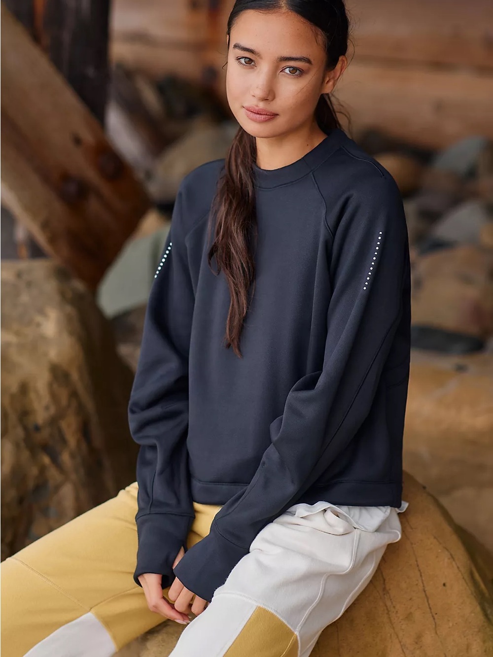 Sweaty Betty Run Crewneck Performance Sweatshirt in Black Activewear